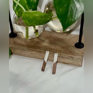 Two toned geometric drop earrings